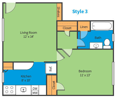 Oak Ridge Style 3 Floor Plan Oak Ridge Apartments Style 3 Floor Plan